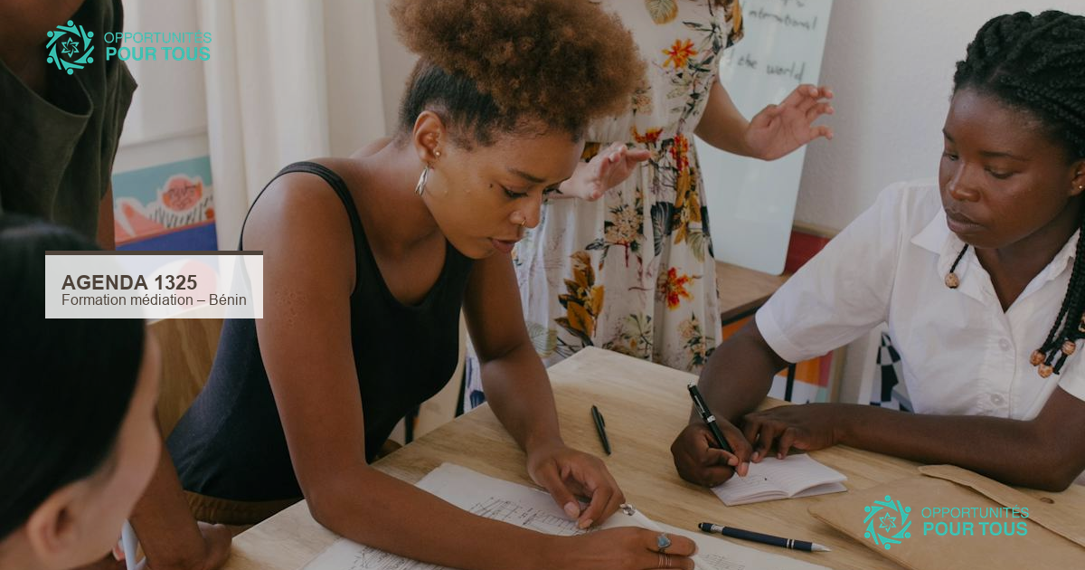 Formation Médiation et Agenda 1325 au Bénin : 20 jeunes femmes recherchées (en ligne, 2 jours)