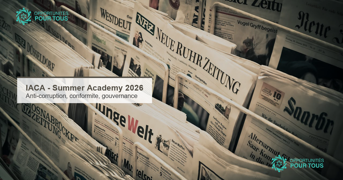 IACA Summer Academy 2026 : nouvelle date limite au 10 mai pour le programme international anti-corruption