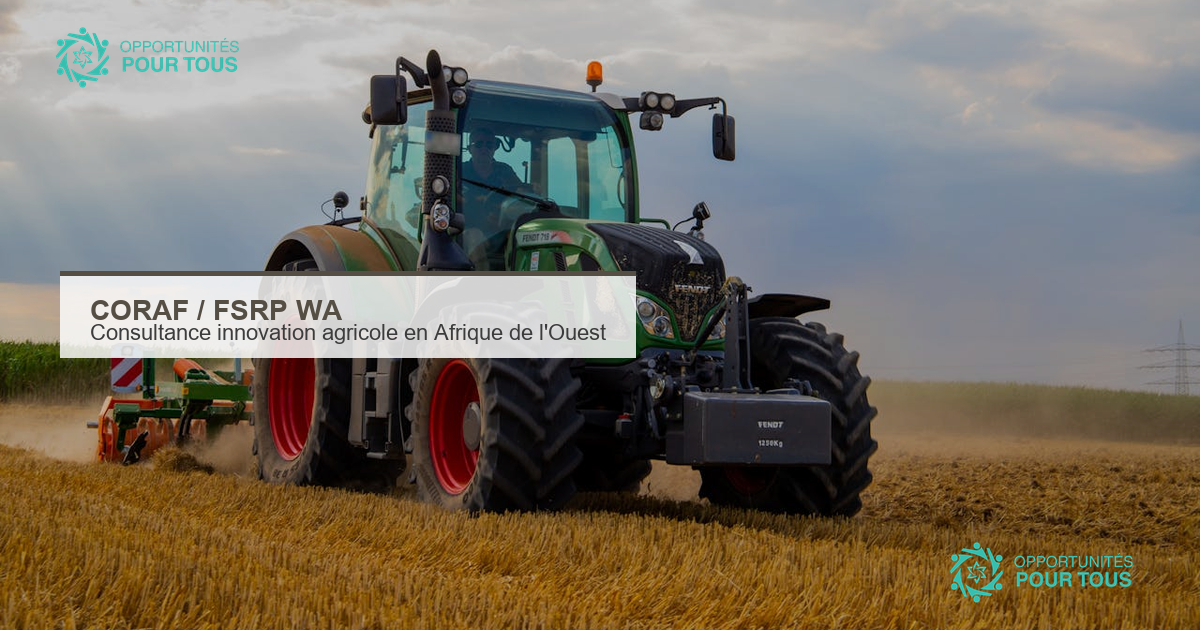 CORAF recrute un consultant individuel pour faciliter l&rsquo;innovation agricole dans le cadre du FSRP WA