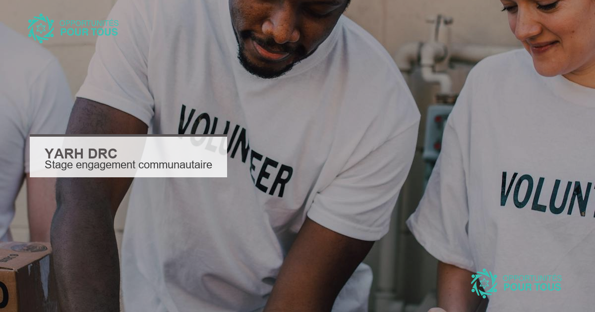 YARH DRC recrute un(e) stagiaire en engagement communautaire en RDC