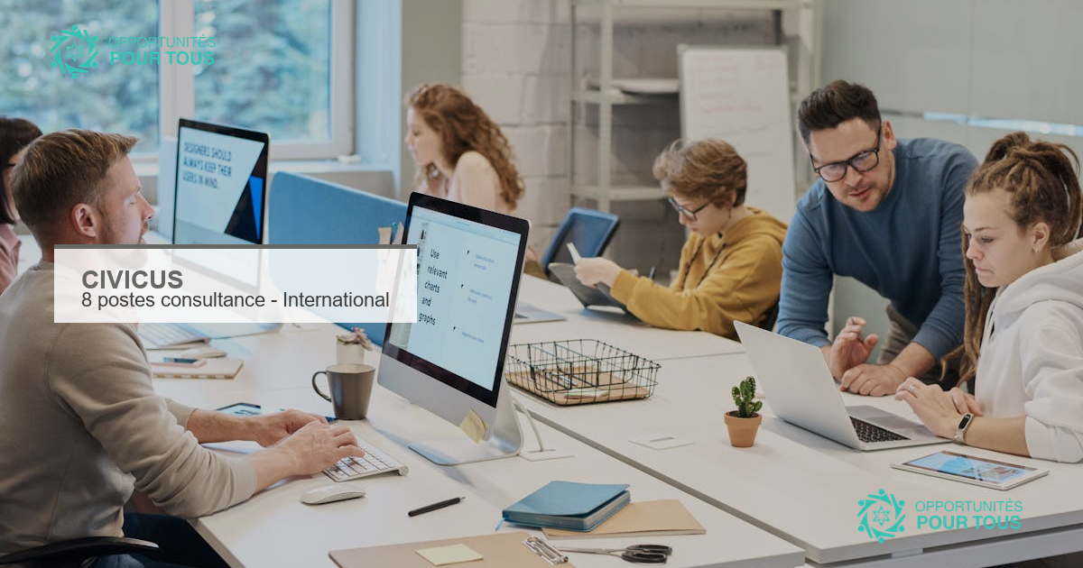 CIVICUS recrute 8 types de consultants internationaux : médias, web, design, vidéo et plus