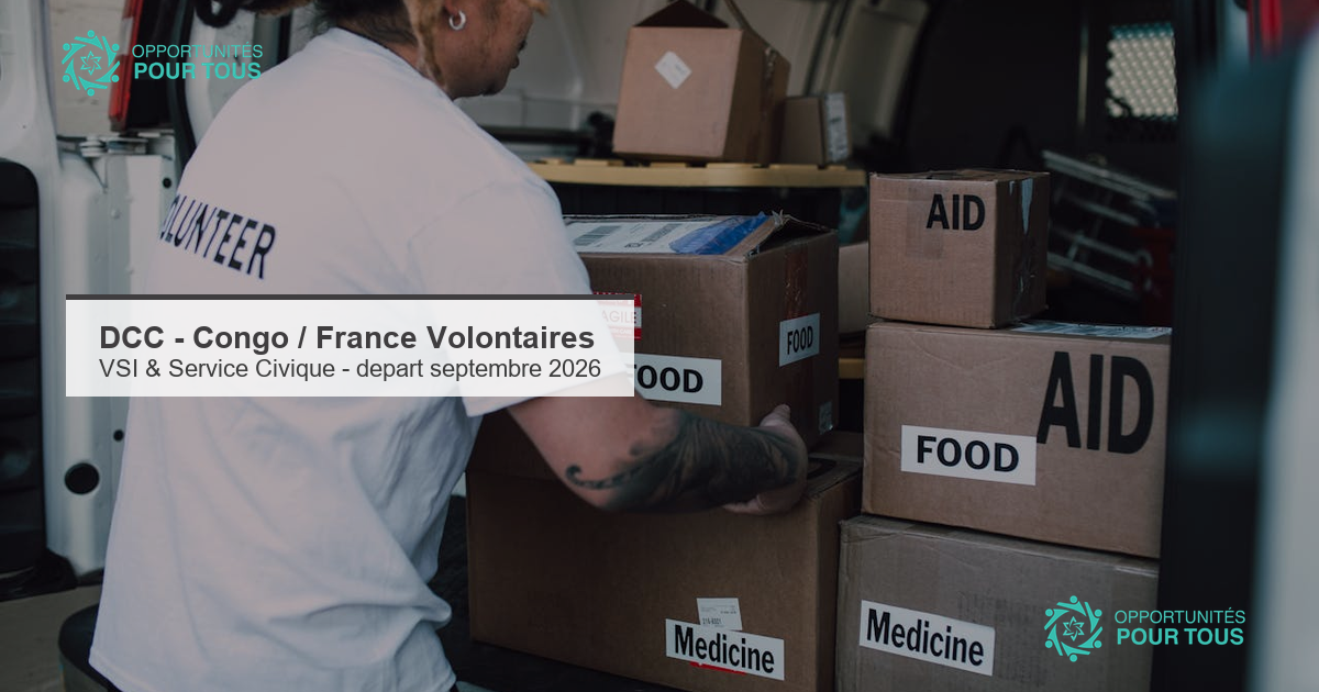 DCC : 2 missions de volontariat de reciprocite au depart du Congo (VSI et Service Civique) pour septembre 2026