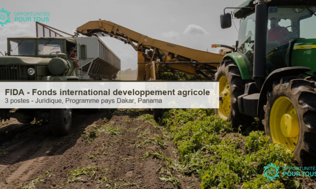 FIDA recrute : 3 postes ouverts (Responsable juridique, Coordinateur Dakar, Specialiste technique Panama)