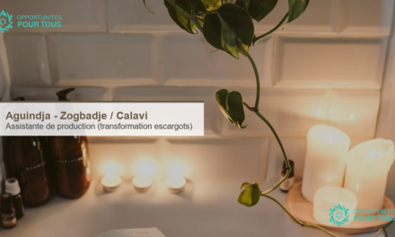 Aguindja recherche une assistante de production pour la transformation des escargots a Zogbadje / Calavi