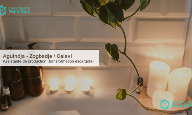 Aguindja recherche une assistante de production pour la transformation des escargots a Zogbadje / Calavi