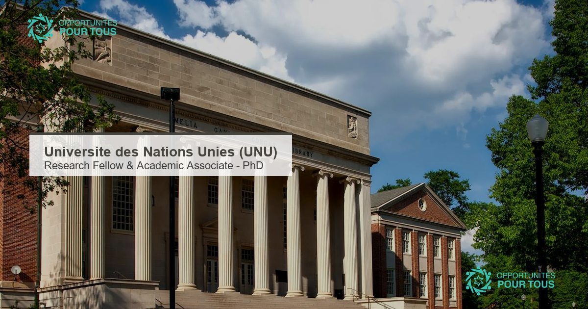 UNU : appel a candidatures pour un.e Research Fellow et Academic Associate (PhD – PSA6 2026)