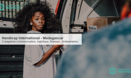 Handicap International Madagascar recrute 3 stagiaires (communication, logistique, finance) à Antananarivo