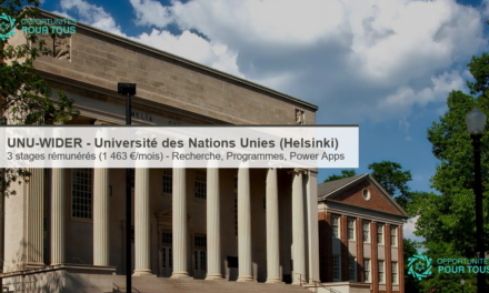 UNU-WIDER (Helsinki) : 3 stages rémunérés (1 463 €/mois) à l&rsquo;Institut de Recherche en Économie du Développement des Nations Unies