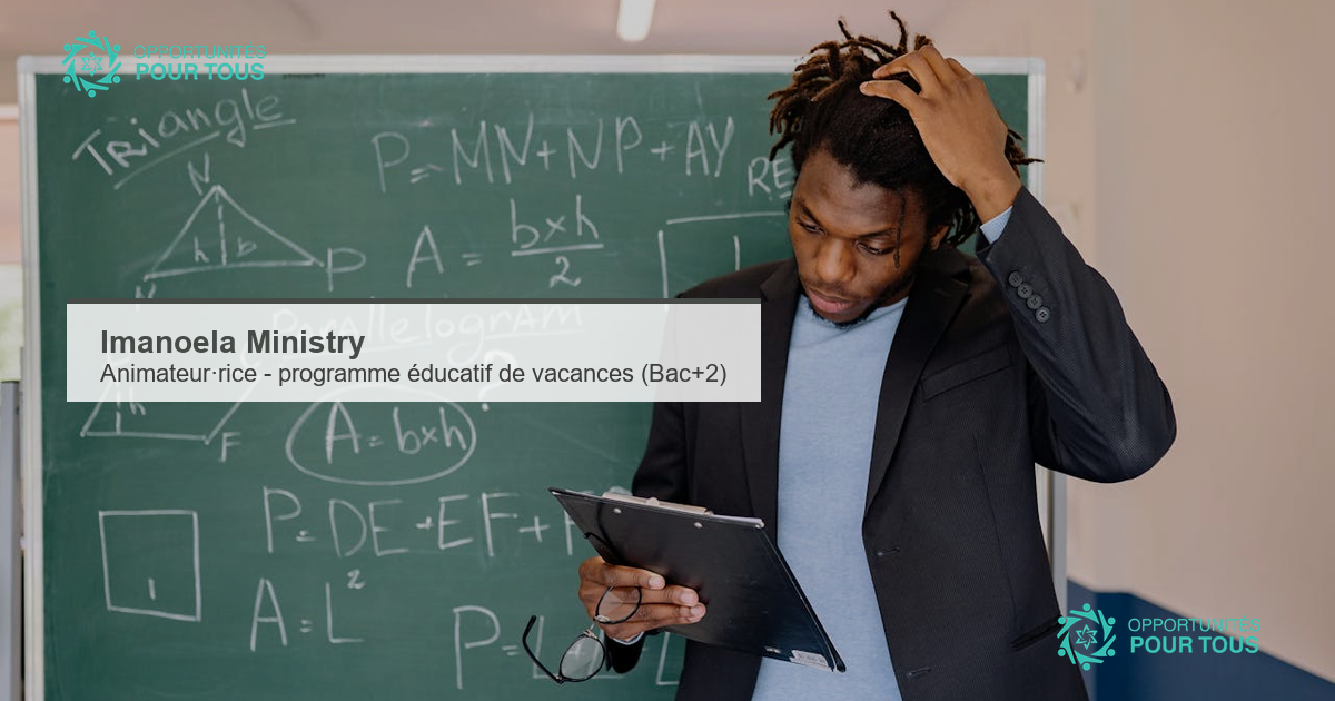 Imanoela Ministry recrute un·e Animateur·rice pour son programme éducatif de vacances destiné aux enfants et adolescent·e·s