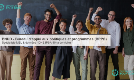 PNUD recrute un·e Spécialiste Suivi, Évaluation et Apprentissage (MEL) & données – BPPS – DHE IPSA-10 à domicile