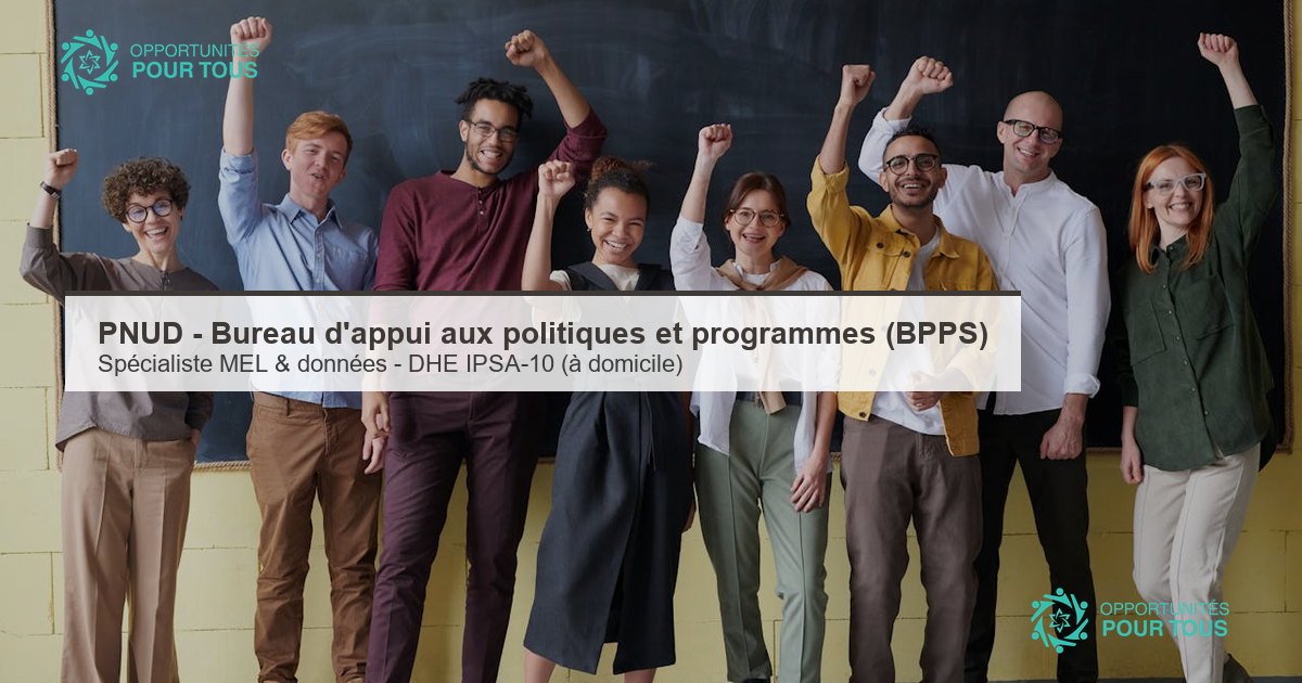 PNUD recrute un·e Spécialiste Suivi, Évaluation et Apprentissage (MEL) & données – BPPS – DHE IPSA-10 à domicile