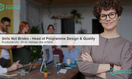 Girls Not Brides recrute un·e Head of Programme Design and Quality (Royaume-Uni) – fin du mariage des enfants