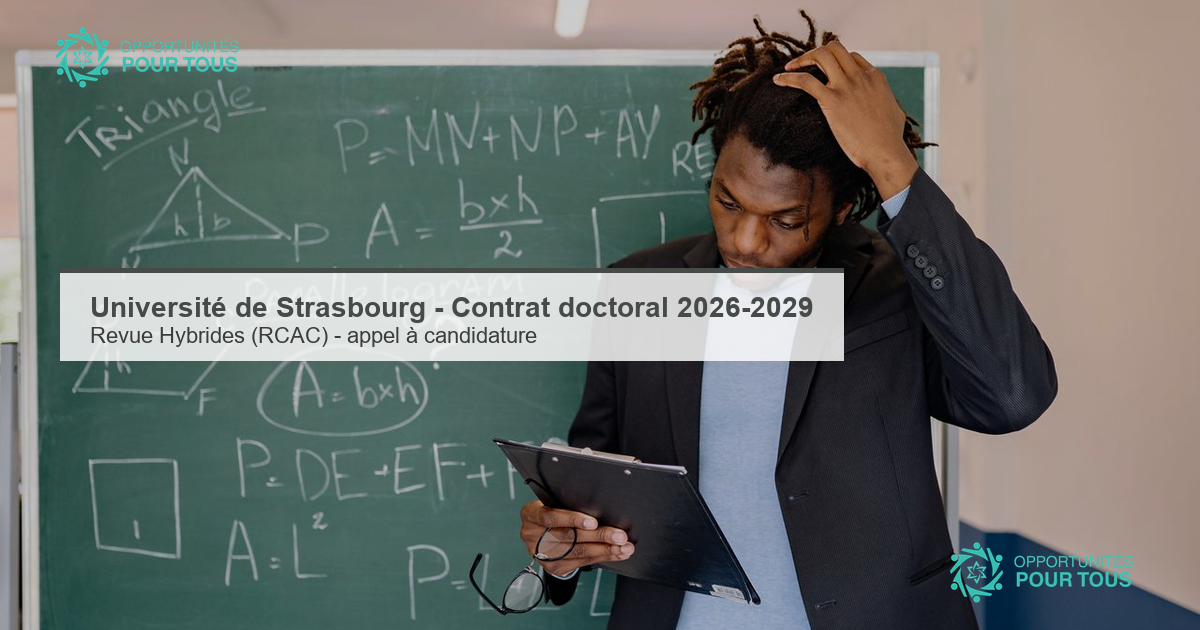 Université de Strasbourg – appel à candidature pour un contrat doctoral 2026-2029 (Revue Hybrides / RCAC)