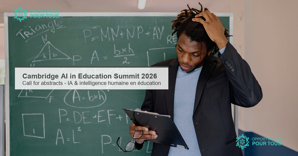 Cambridge AI in Education Summit 2026 – call for abstracts (IA et intelligence humaine en éducation)