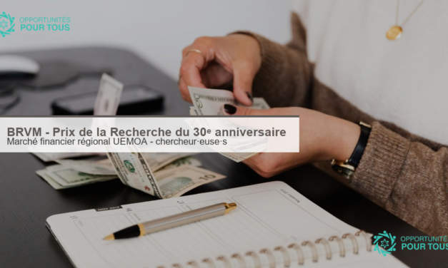 BRVM – appel à candidatures : Prix de la Recherche du 30ᵉ anniversaire de la BRVM (marché financier UEMOA)