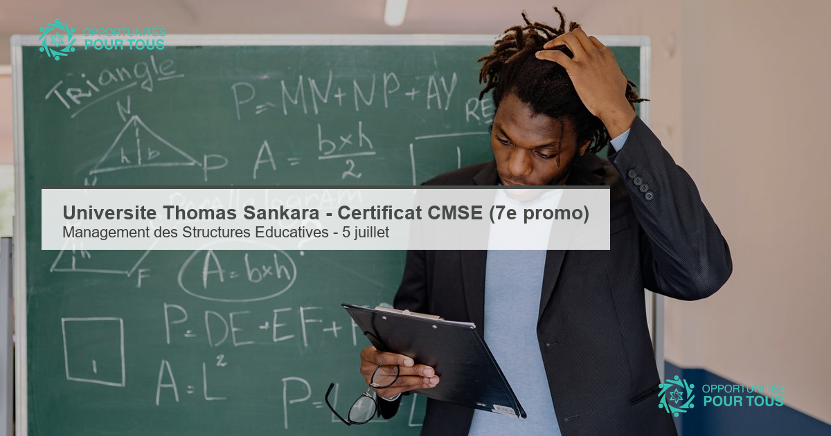 Université Thomas SANKARA – Certificat en Management des Structures Éducatives (CMSE, 7e promotion)