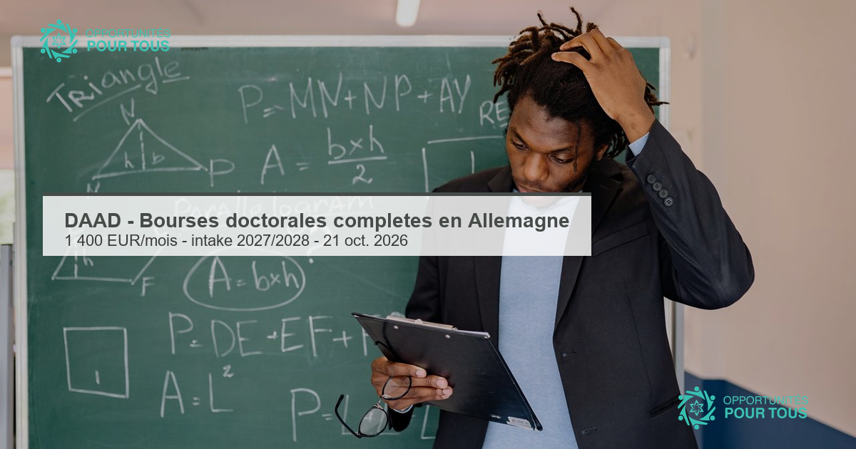 DAAD – bourses doctorales complètes en Allemagne (Research Grants – Doctoral Programmes in Germany)