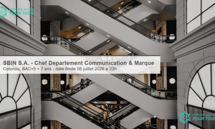 SBIN S.A. – recrute un Chef Département Communication & Marque
