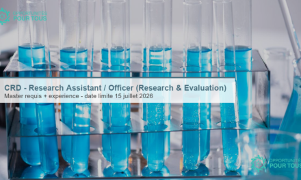 Centre for Research and Development Ltd. (CRD) – recrute un Research Assistant / Officer (Research and Evaluation)