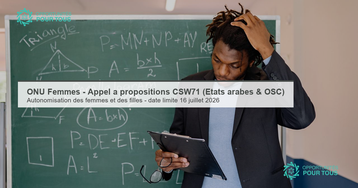 ONU Femmes – appel à propositions CSW71 (Dialogue Régional États arabes & OSC)