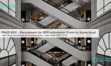 PNUD RDC – recrutement de 2000 volontaires (vulgarisation du Code du Numérique)