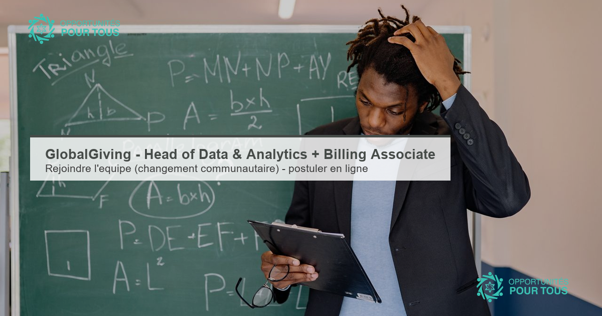 GlobalGiving recrute : Head of Data & Analytics et Billing and Revenue Associate