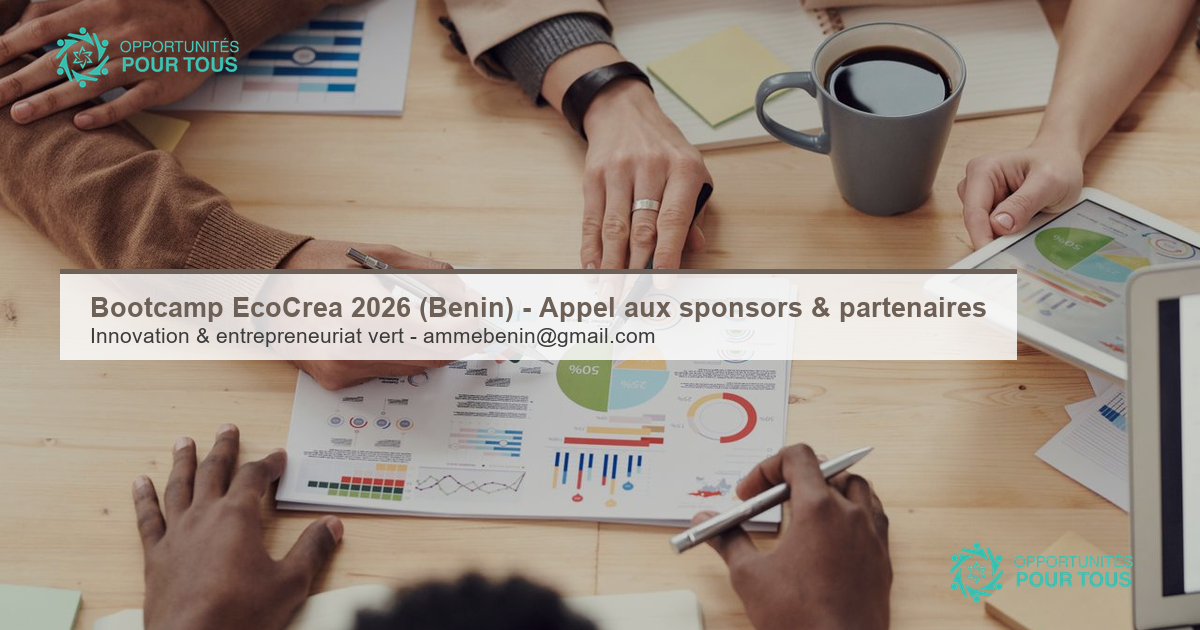 Bootcamp ÉcoCréa 2026 (Bénin) – Appel aux sponsors et partenaires