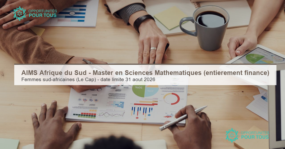 AIMS Afrique du Sud – Master en Sciences Mathématiques (entièrement financé, femmes)