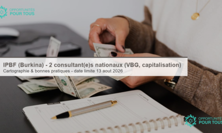 IPBF (Burkina Faso) – Deux consultant(e)s national(e)s (VBG, capitalisation)