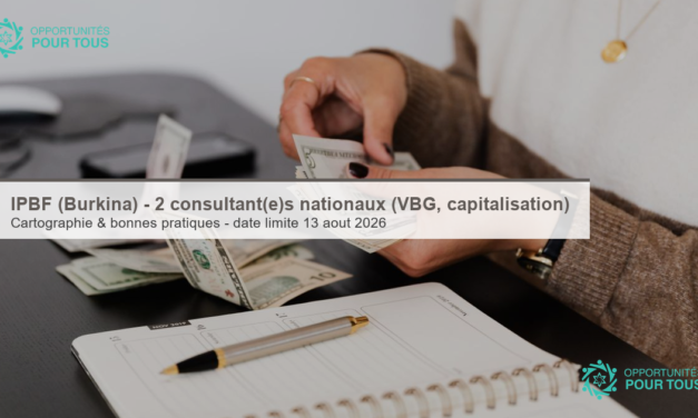 IPBF (Burkina Faso) – Deux consultant(e)s national(e)s (VBG, capitalisation)