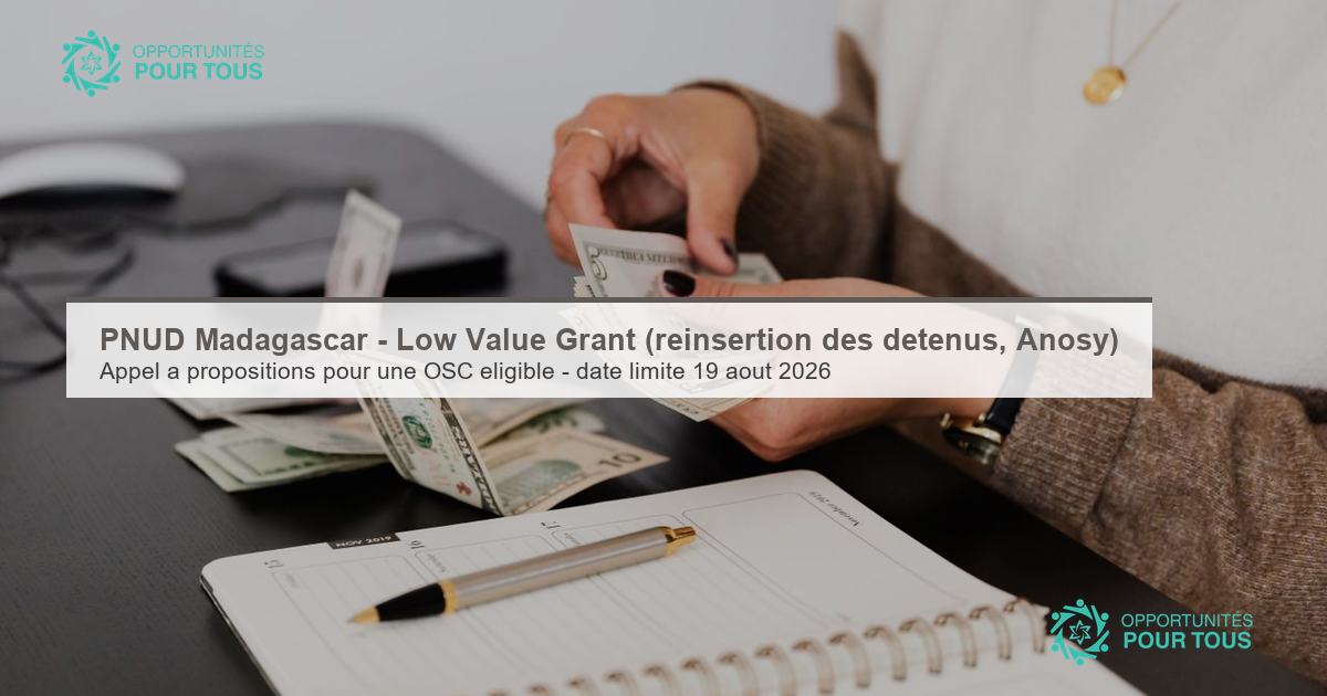 PNUD Madagascar – Low Value Grant (LVG) : réinsertion socioprofessionnelle des personnes détenues (Anosy)