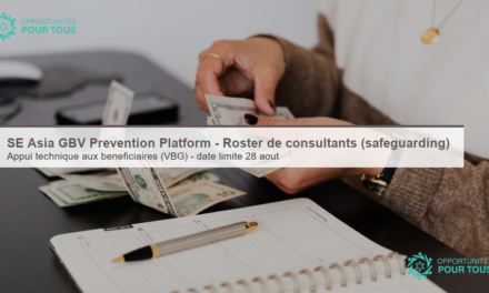 SE Asia GBV Prevention Platform – Roster de consultants (safeguarding)