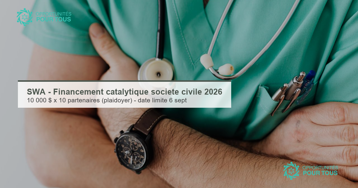 SWA – Financement catalytique de la société civile 2026 (10 000 $)