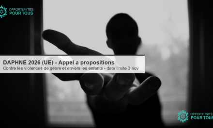 DAPHNE 2026 (UE) – Appel à propositions contre les violences de genre et envers les enfants