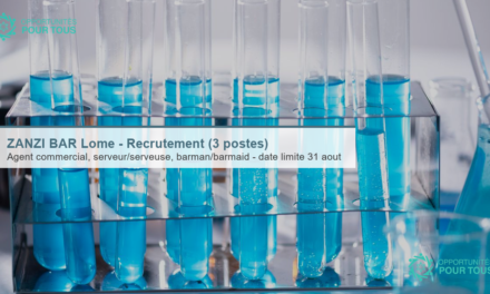 Zanzi Bar Lomé – Recrutement (3 postes)