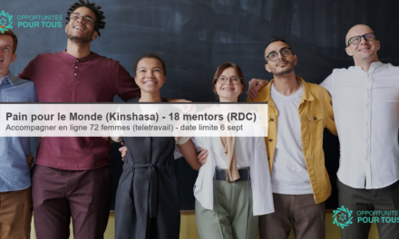 Pain pour le Monde (Kinshasa) – Recrutement de 18 mentors pour accompagner 72 femmes