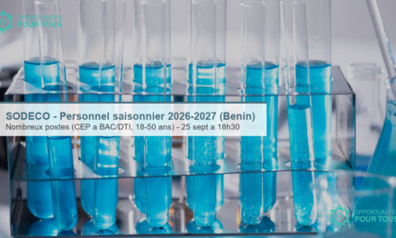 SODECO – Recrutement du personnel saisonnier 2026-2027 (campagne d&rsquo;égrenage de coton)