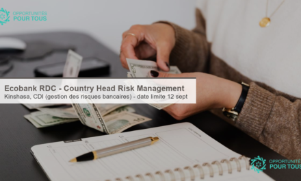 Ecobank RDC recrute un(e) Country Head Risk Management (Kinshasa)