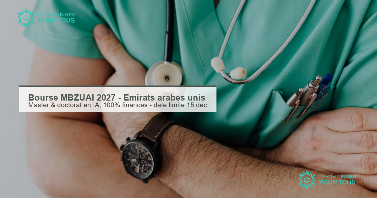 Bourse MBZUAI 2027 (Émirats arabes unis) – master et doctorat en intelligence artificielle, entièrement financés