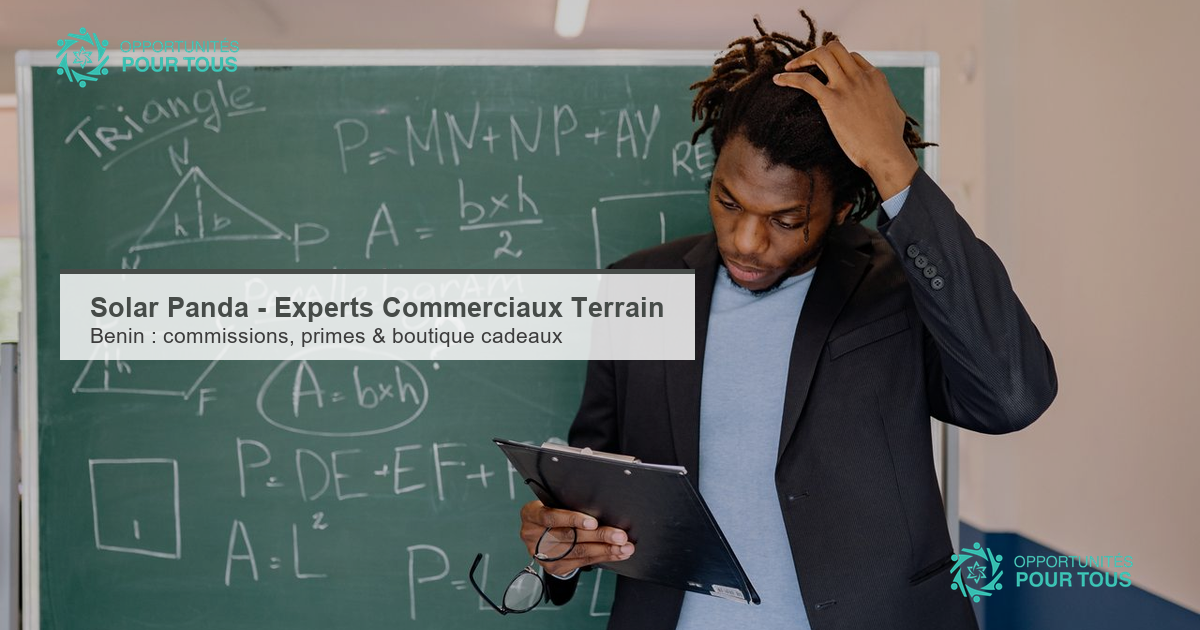Solar Panda recrute des Experts Commerciaux Terrain au Bénin