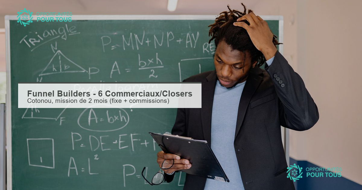 Funnel Builders recrute 6 Commerciaux/Closers à Cotonou