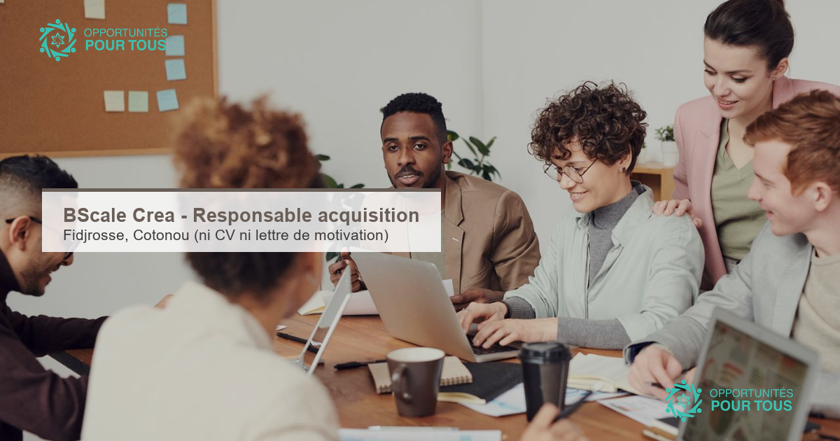 BScale Crea recrute son responsable acquisition (Cotonou)