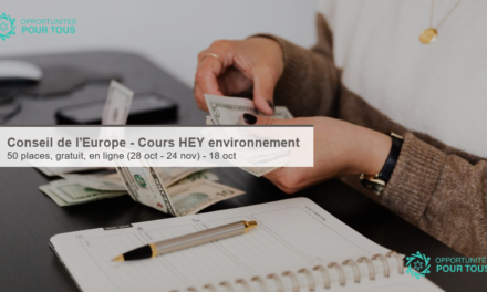Cours en ligne HEY sur l&rsquo;environnement – 50 places, gratuit (Conseil de l&rsquo;Europe)